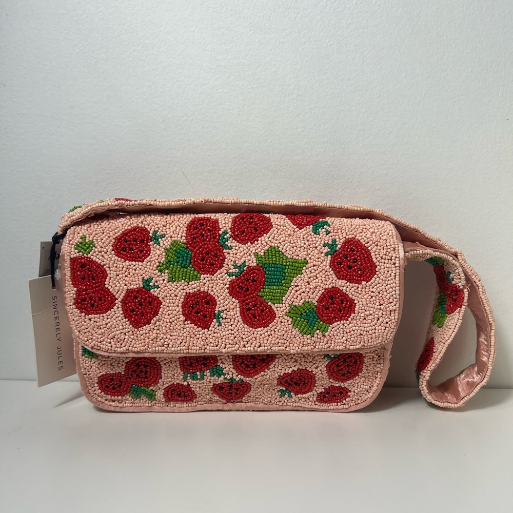 Sincerely Jules Viral Strawberry Tomato Beaded Shoulder Bag Purse Handbag - Picture 2 of 11